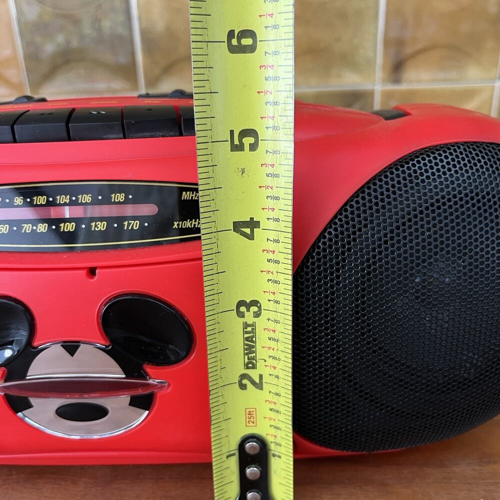 Vintage Disney Mickey Mouse Red AM/FM Stereo Cassette Player Recorder Boombox - Picture 8 of 9